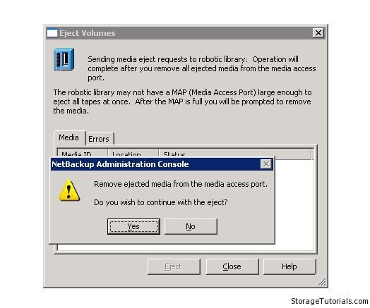 Netbackup Media eject from tape library