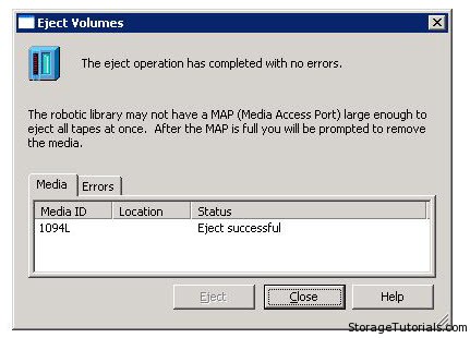 Netbackup Media Eject Successful