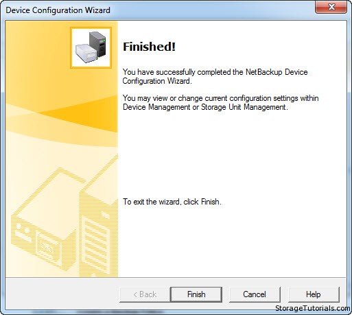 Netbackup storage configuration finish
