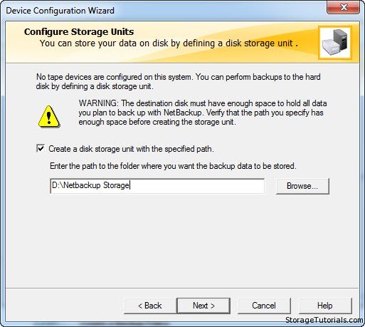 Netbackup storage unit configuration